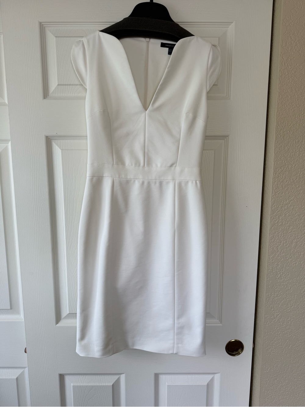 French Connection White V-Neck Midi Dress